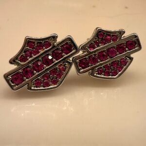 Pink Harley Davidson rhinestone Earrings